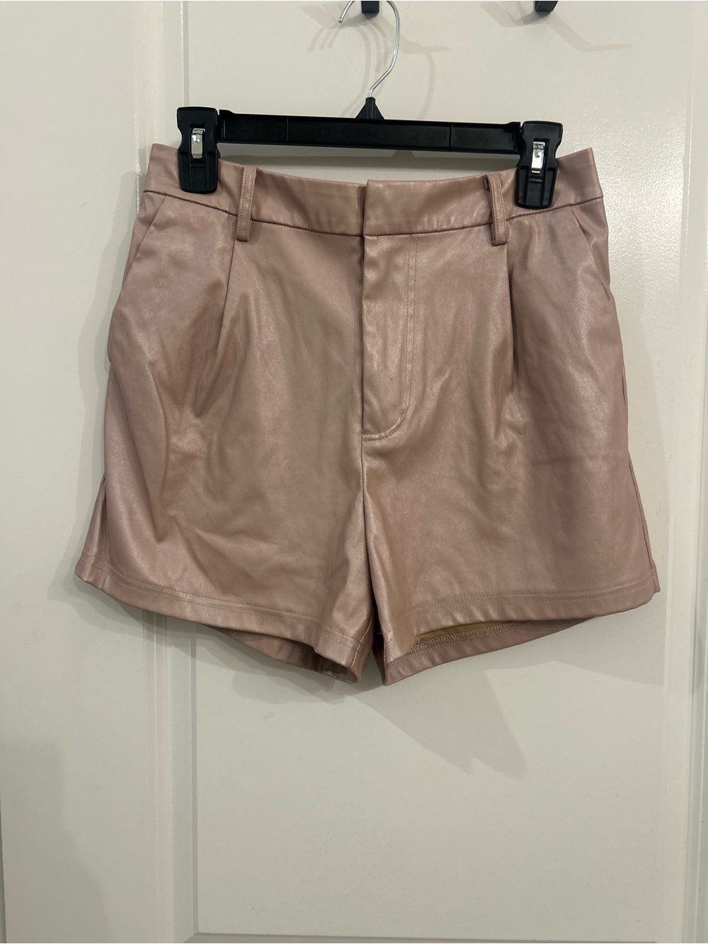 High-Rise Vegan Leather Shorts in Blush